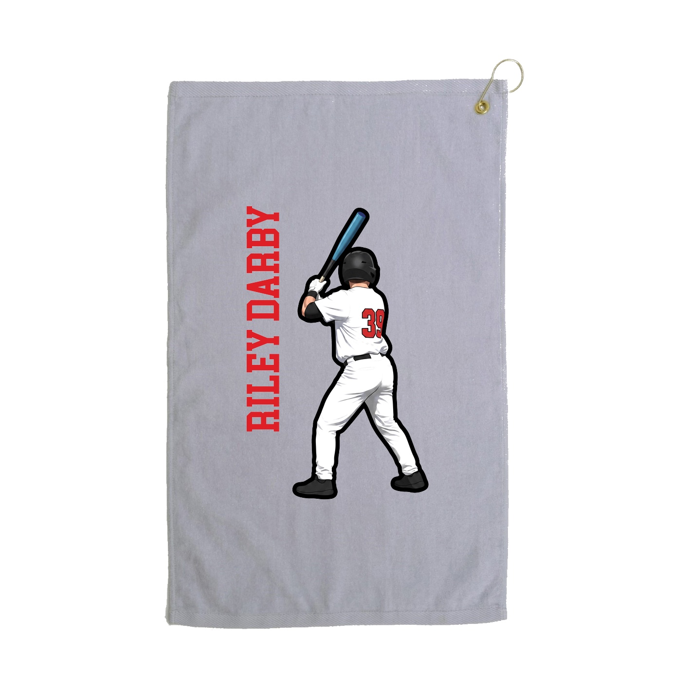 Golf Towel — Name Vertical in Grey