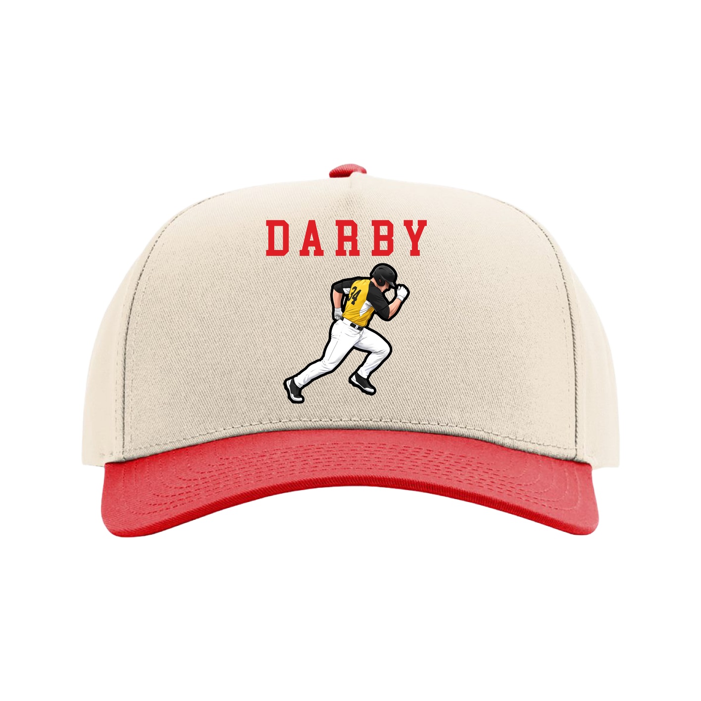 Full Fabric Five-Panel Champ Cap — Shirsey in Cream/Red