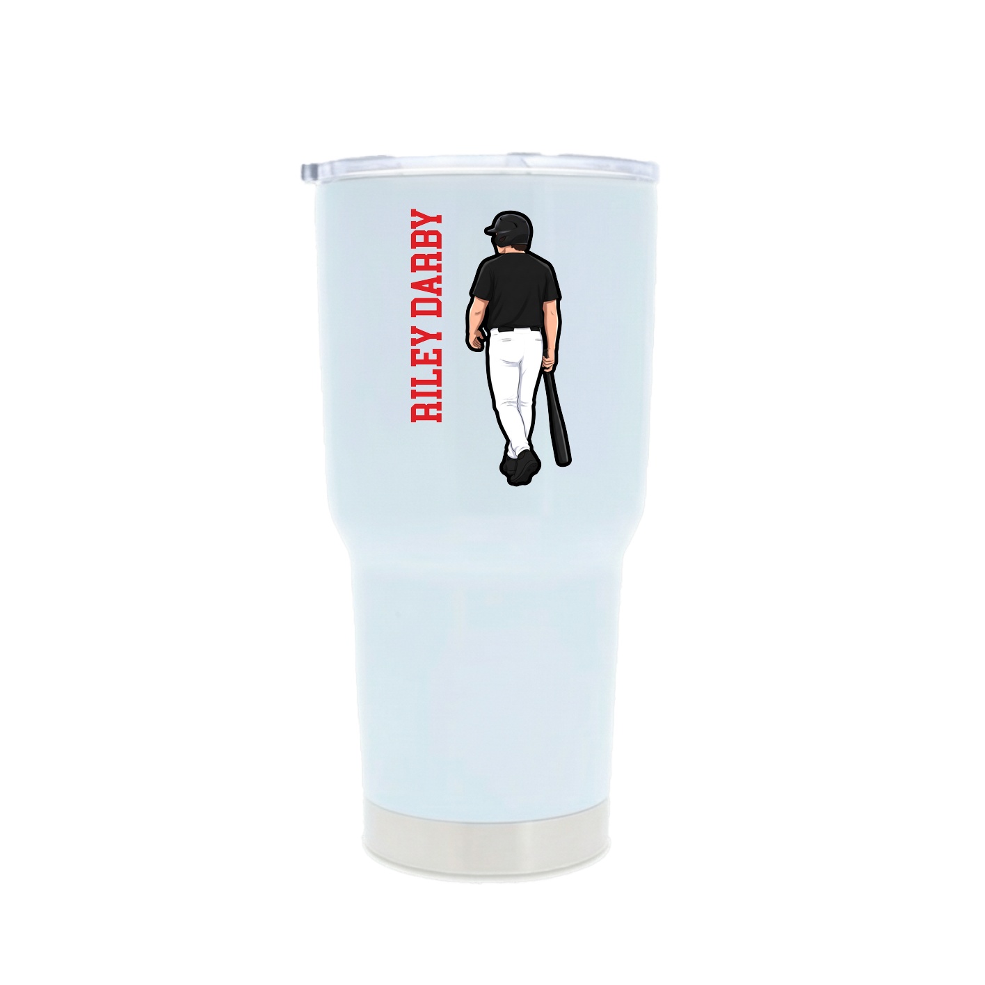 30oz Stainless Steel Tumbler — Name Vertical in White