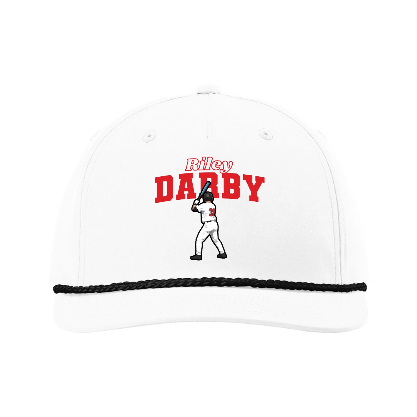 Five-Panel Classic Rope Cap — Name Arch in White