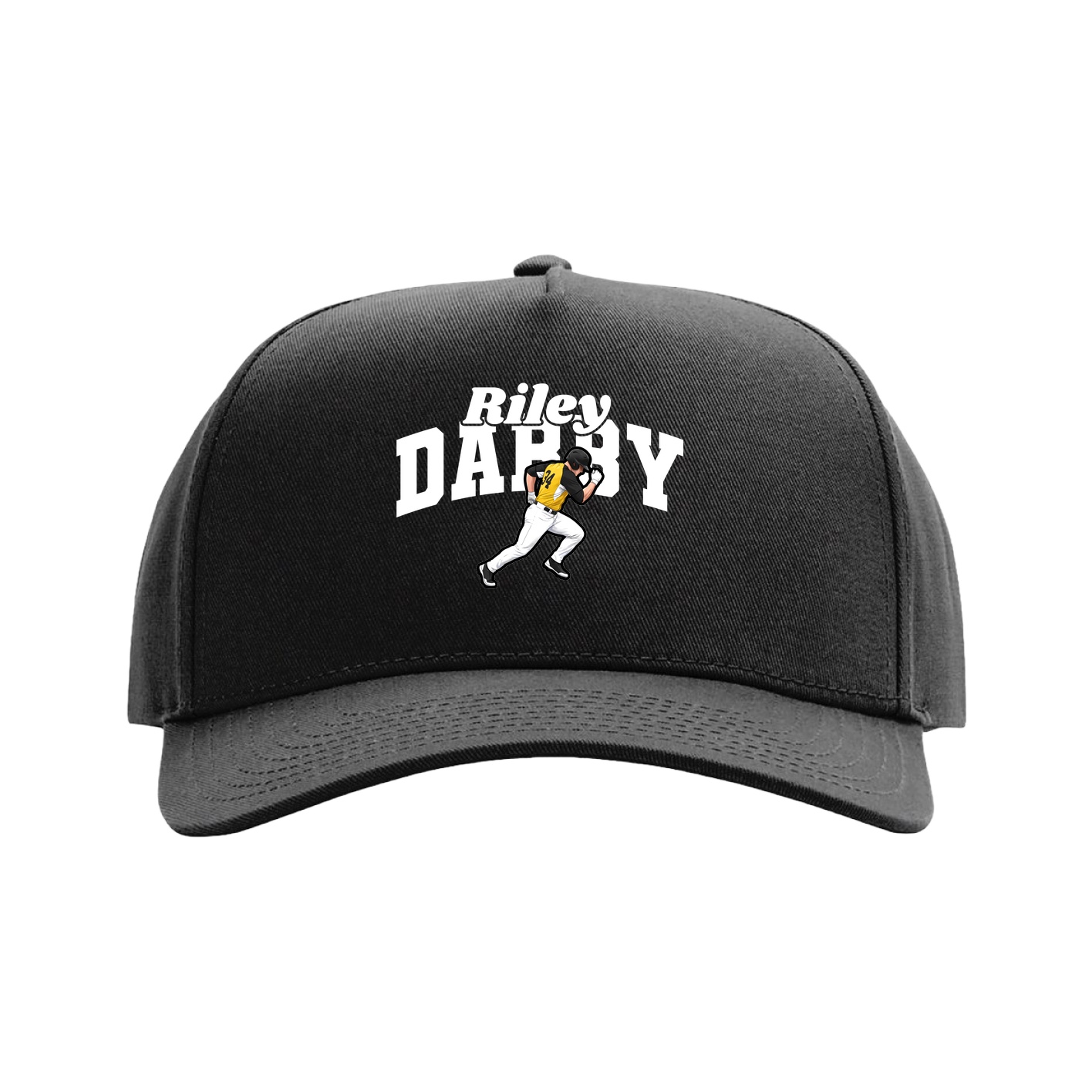 Full Fabric Five-Panel Champ Cap — Signature Arch in Black