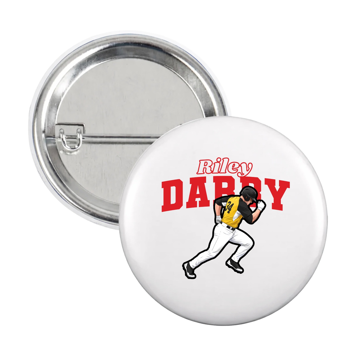 Game Day Button — Name Arch in White