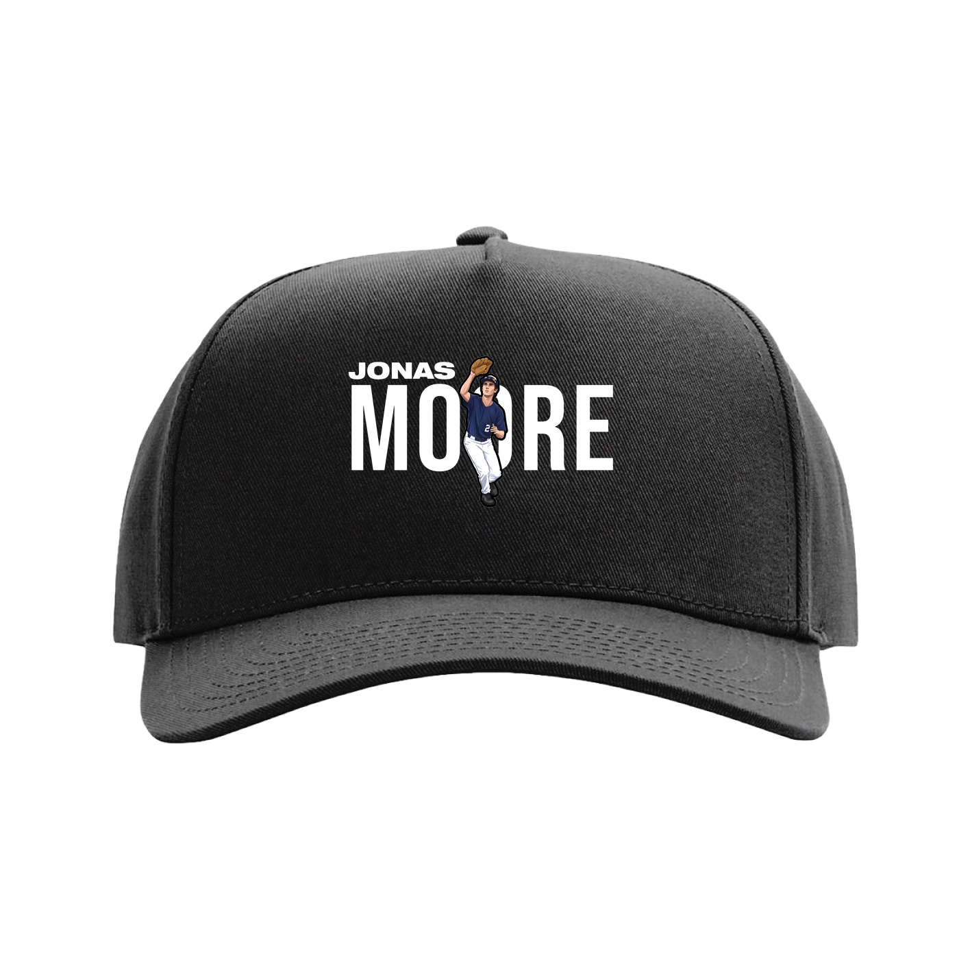 Full Fabric Five-Panel Champ Cap — Player Name in Black