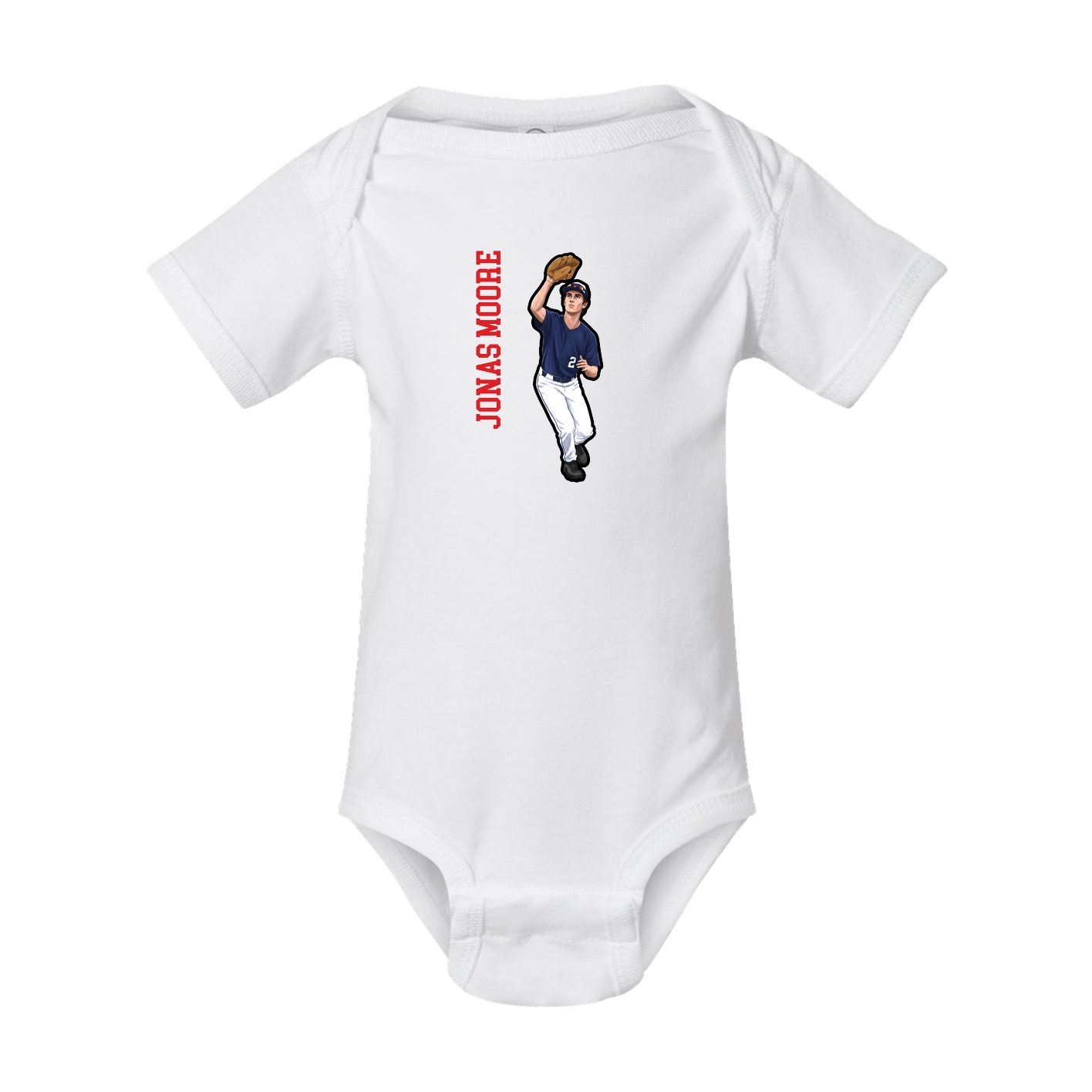 Baby Onesie — Name Vertical in White