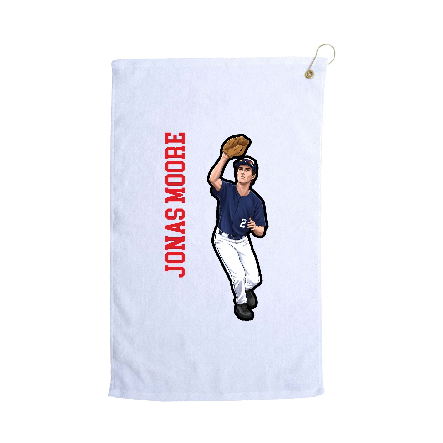 Golf Towel — Name Vertical in White