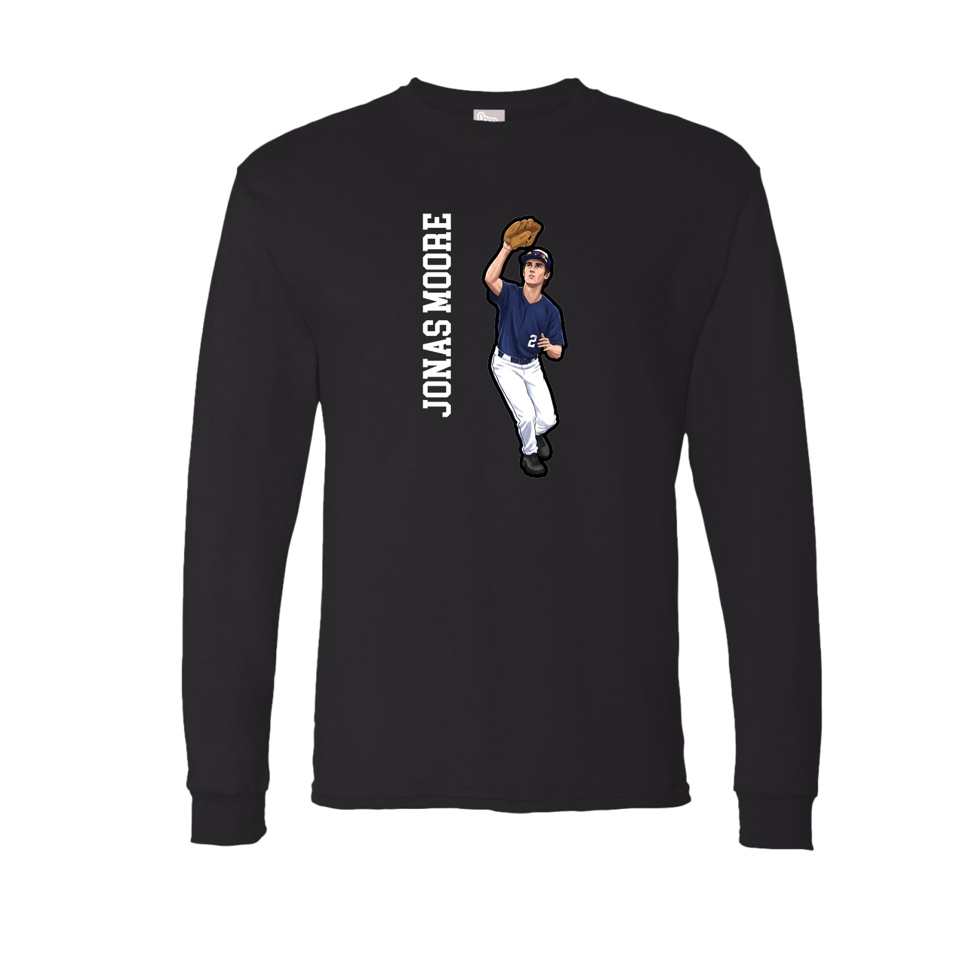 Long Sleeve Tee — Name Vertical in Black
