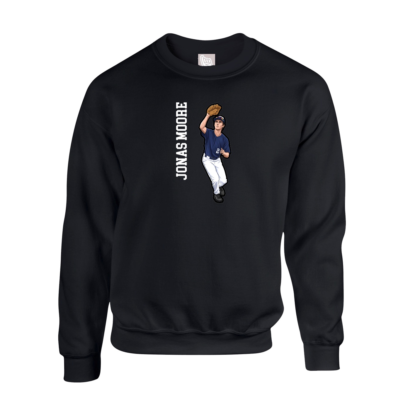 Fleece Crew — Name Vertical in Black