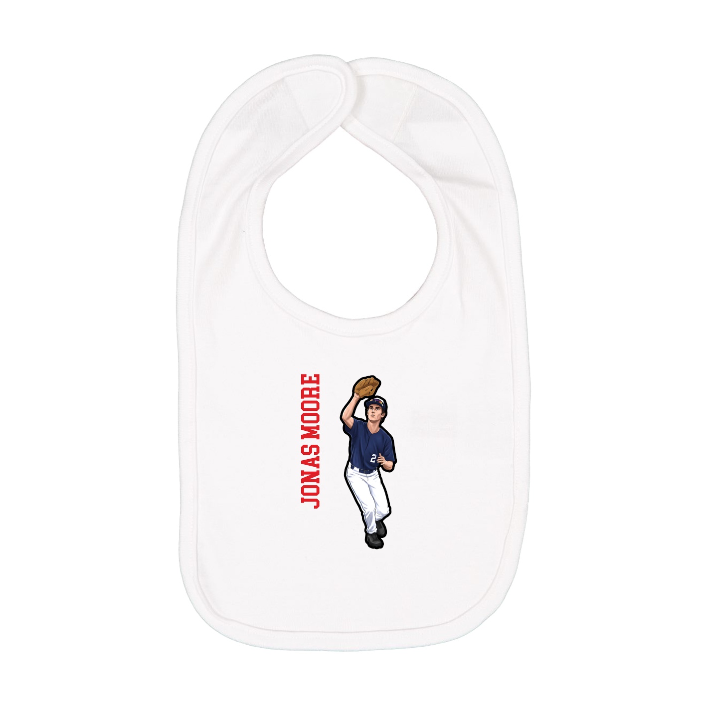 Infant Bib — Name Vertical in White