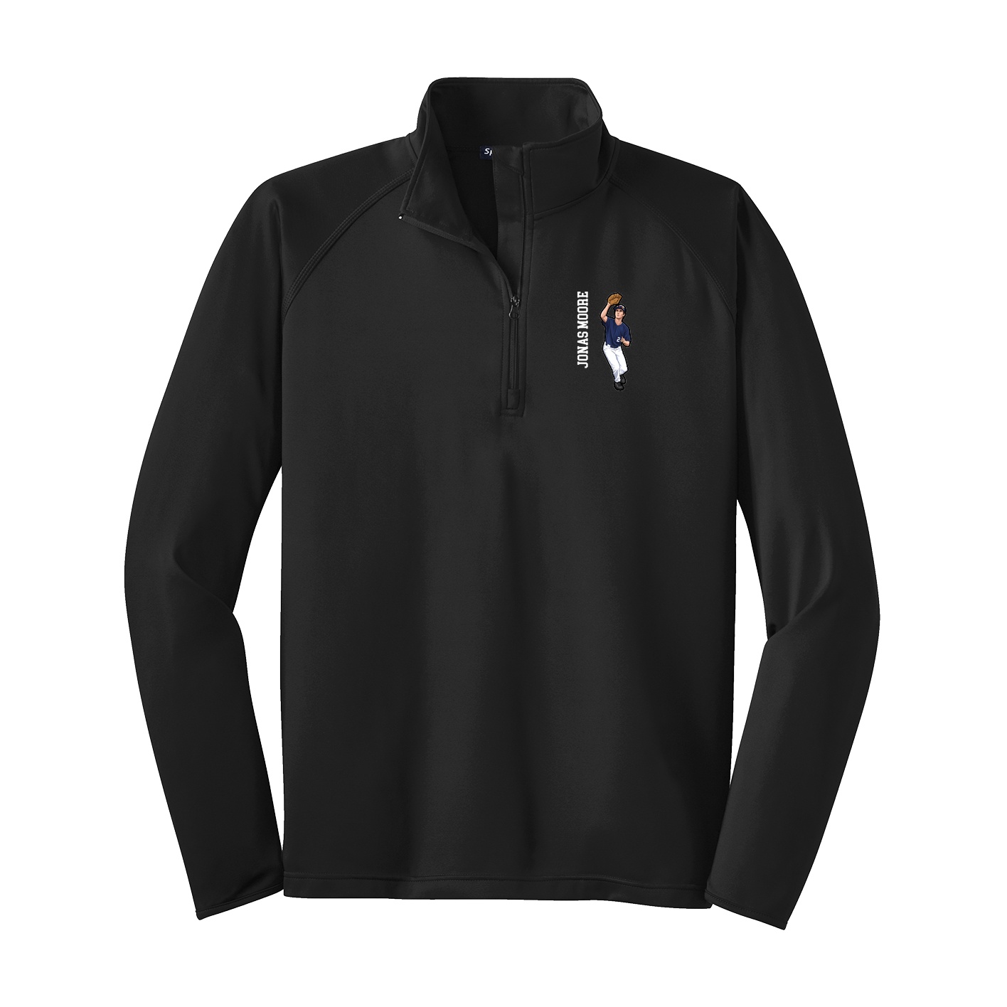 Q-Zip Pullover — Name Vertical in Black