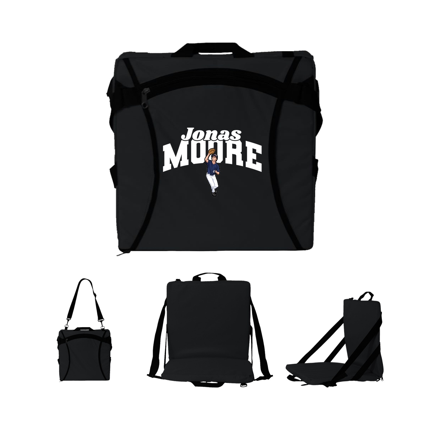 Folding Stadium Seat — Signature Arch in Black