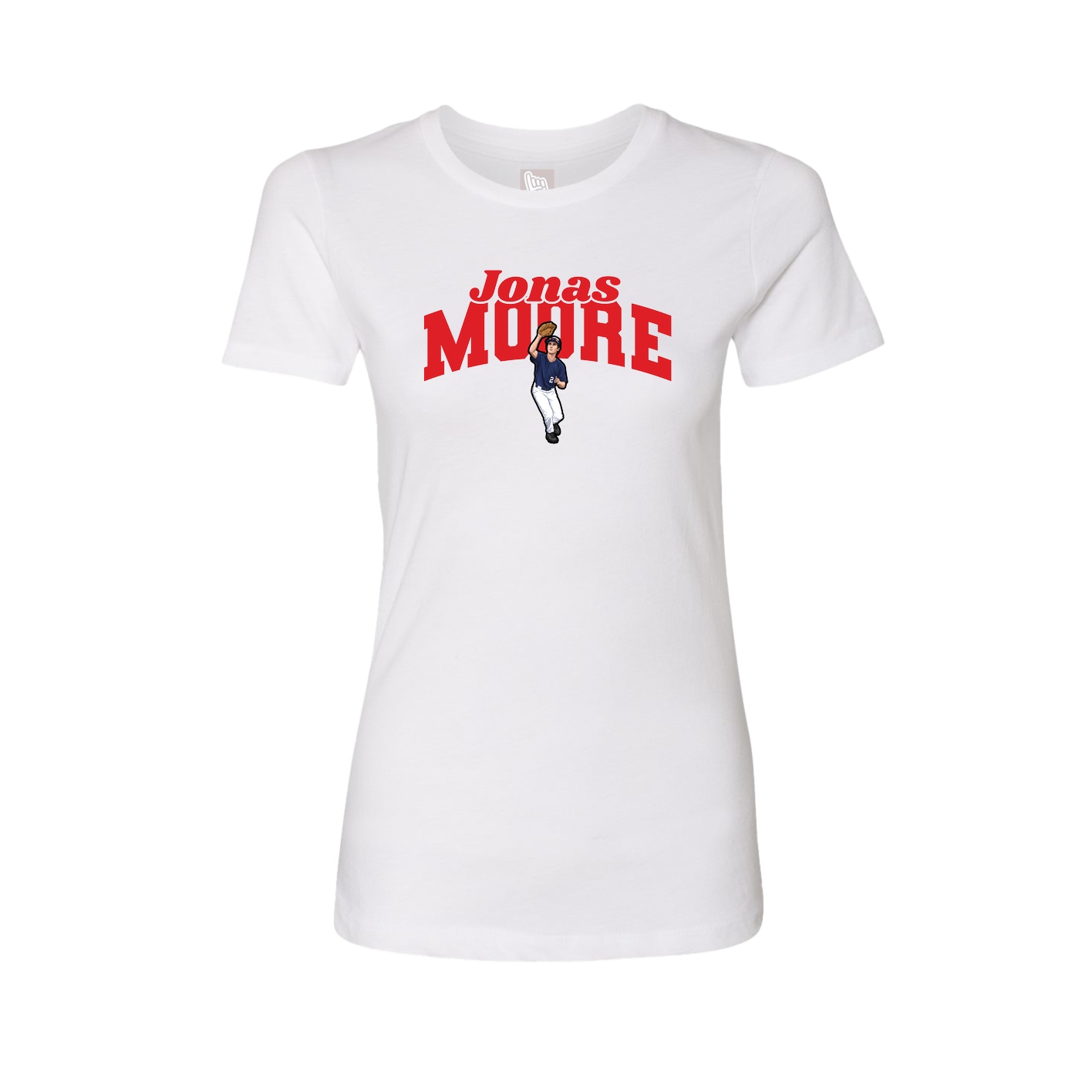 Fitted Women's Tee — Signature Arch in White