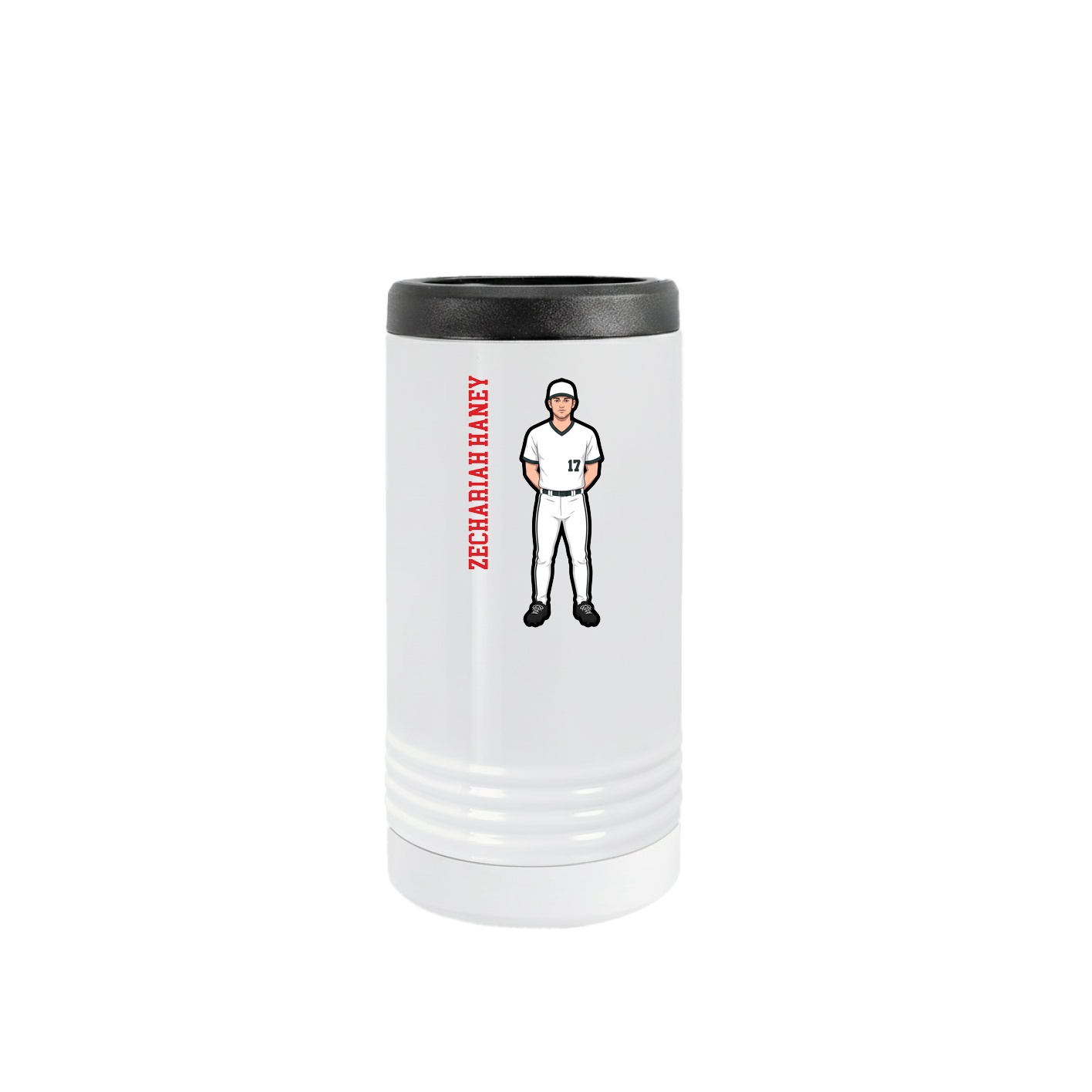 Slim Beverage Holder — Name Vertical in White