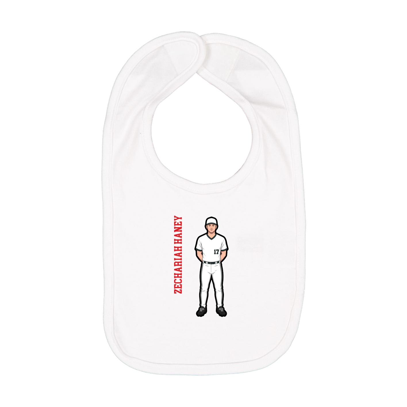 Infant Bib — Name Vertical in White