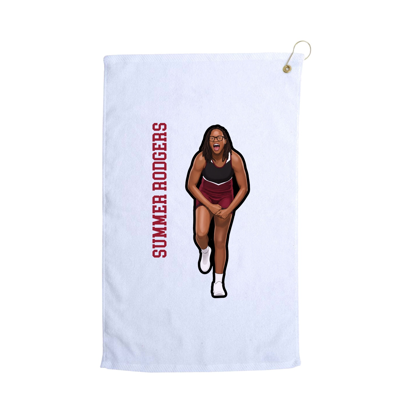 Golf Towel — Name Vertical in White