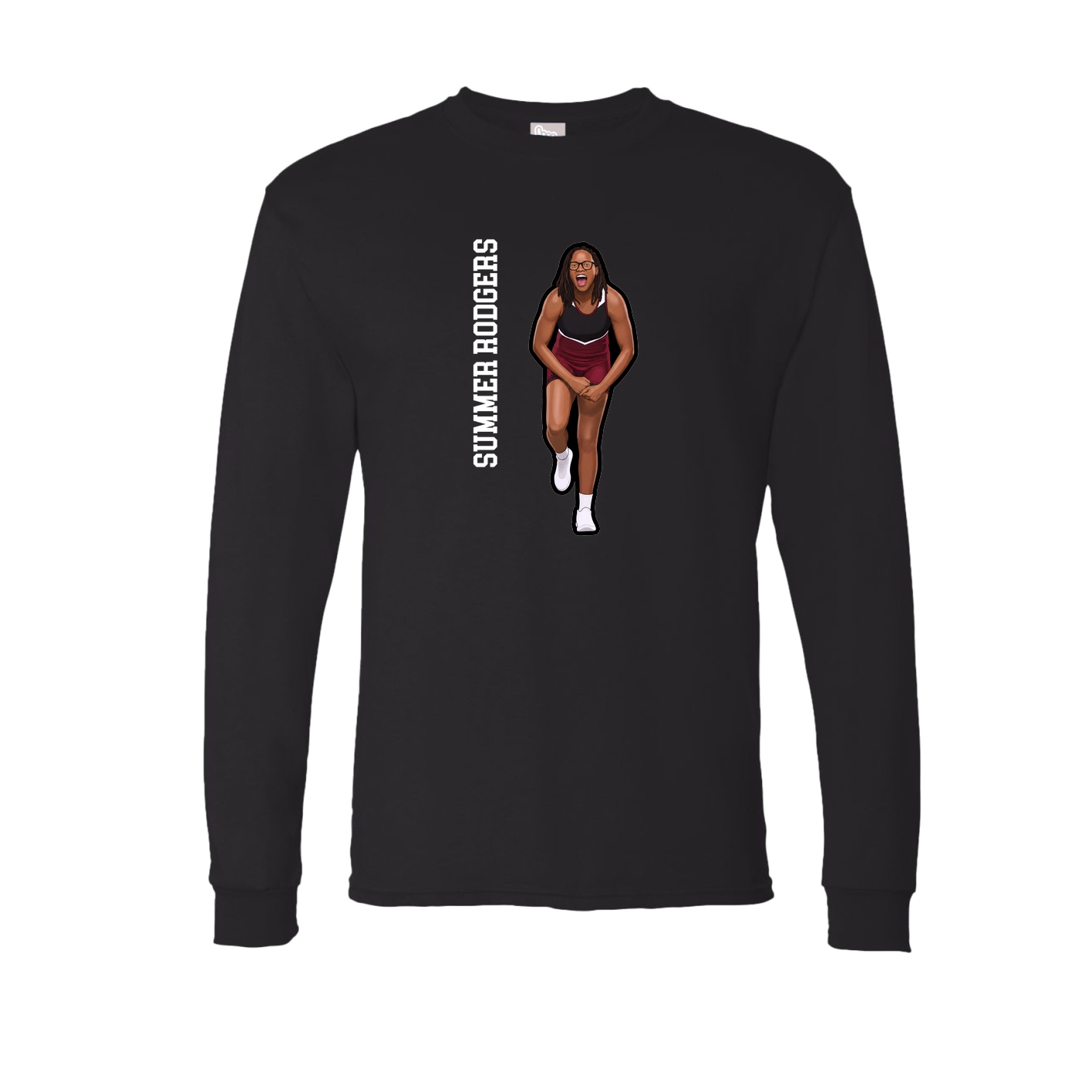 Long Sleeve Tee — Name Vertical in Black