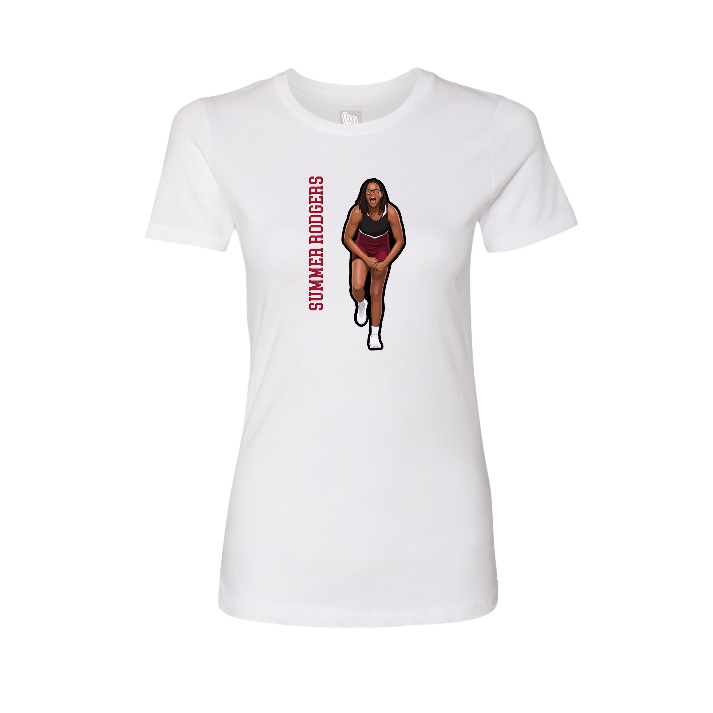 Fitted Women's Tee — Name Vertical in White