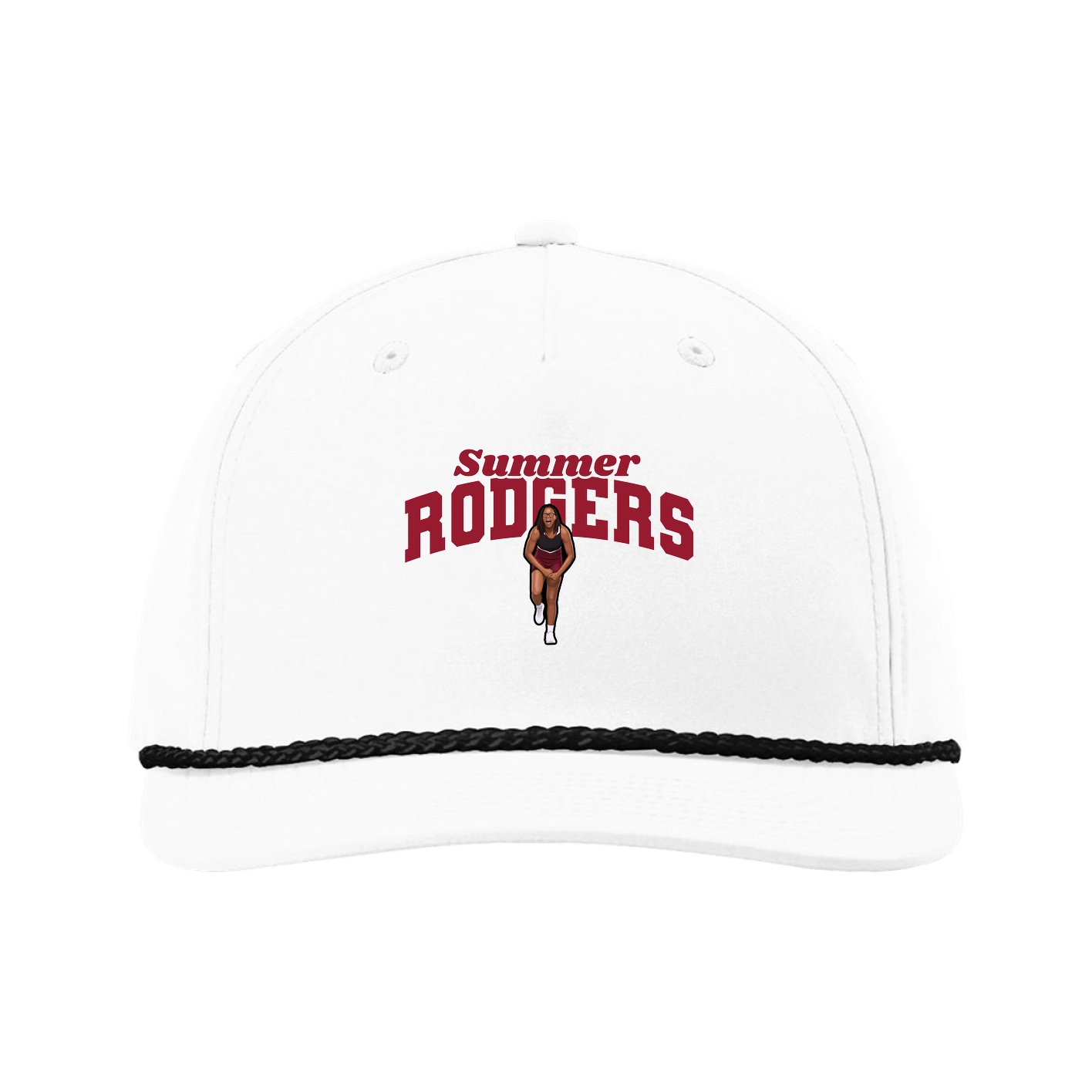 Five-Panel Classic Rope Cap — Signature Arch in White