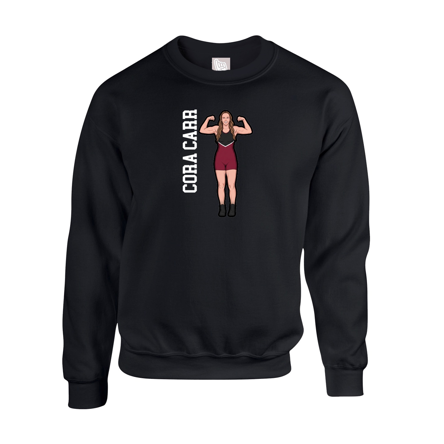 Fleece Crew — Name Vertical in Black