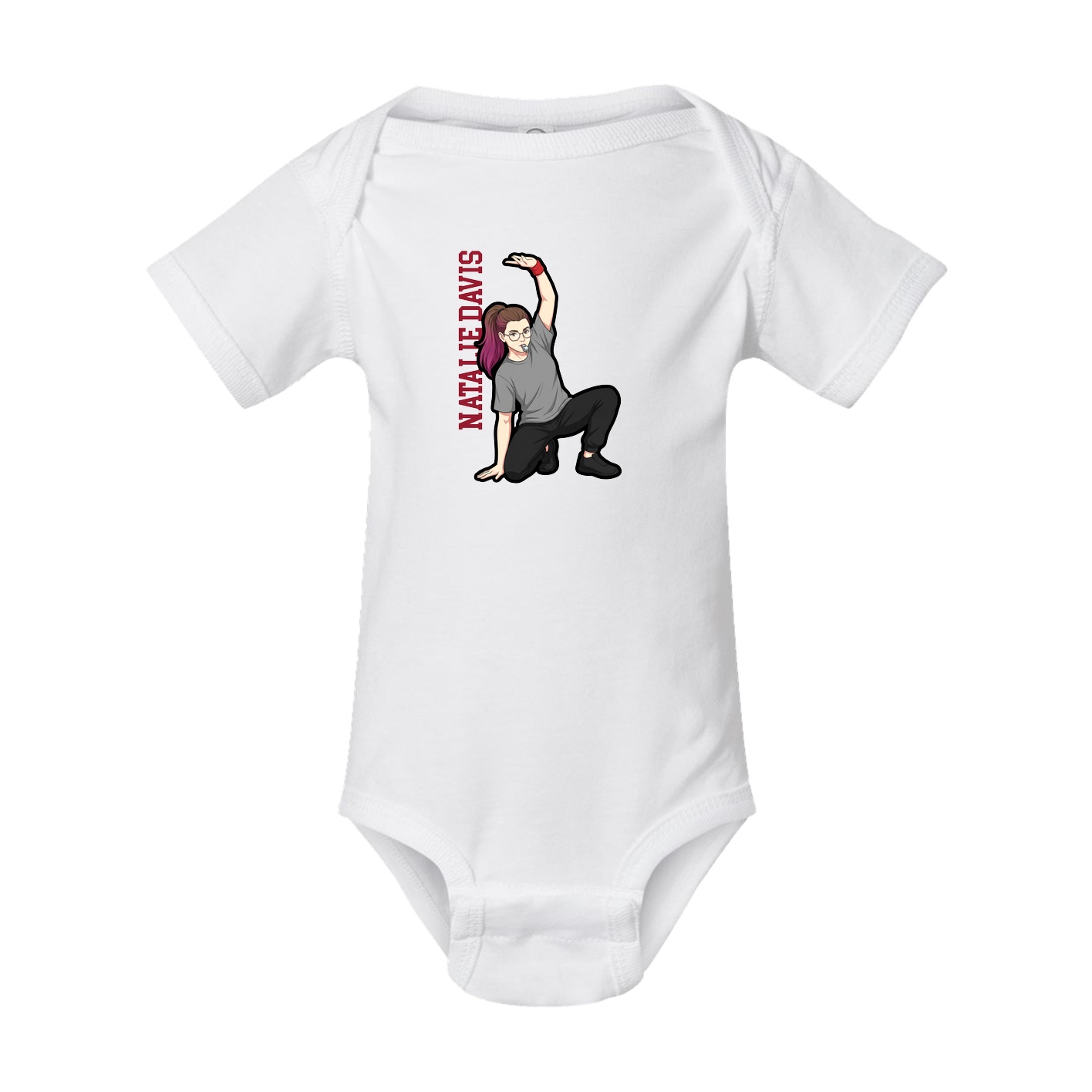 Baby Onesie — Name Vertical in White