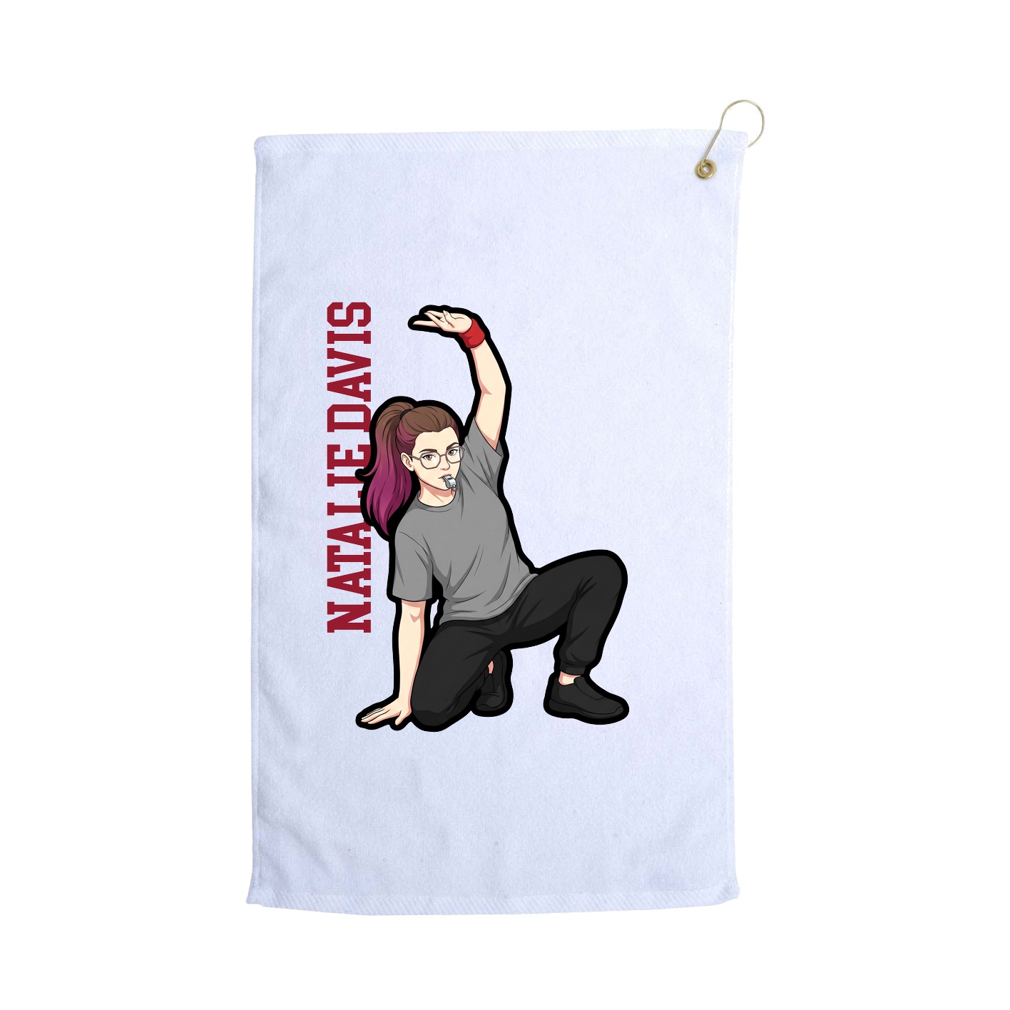 Golf Towel — Name Vertical in White