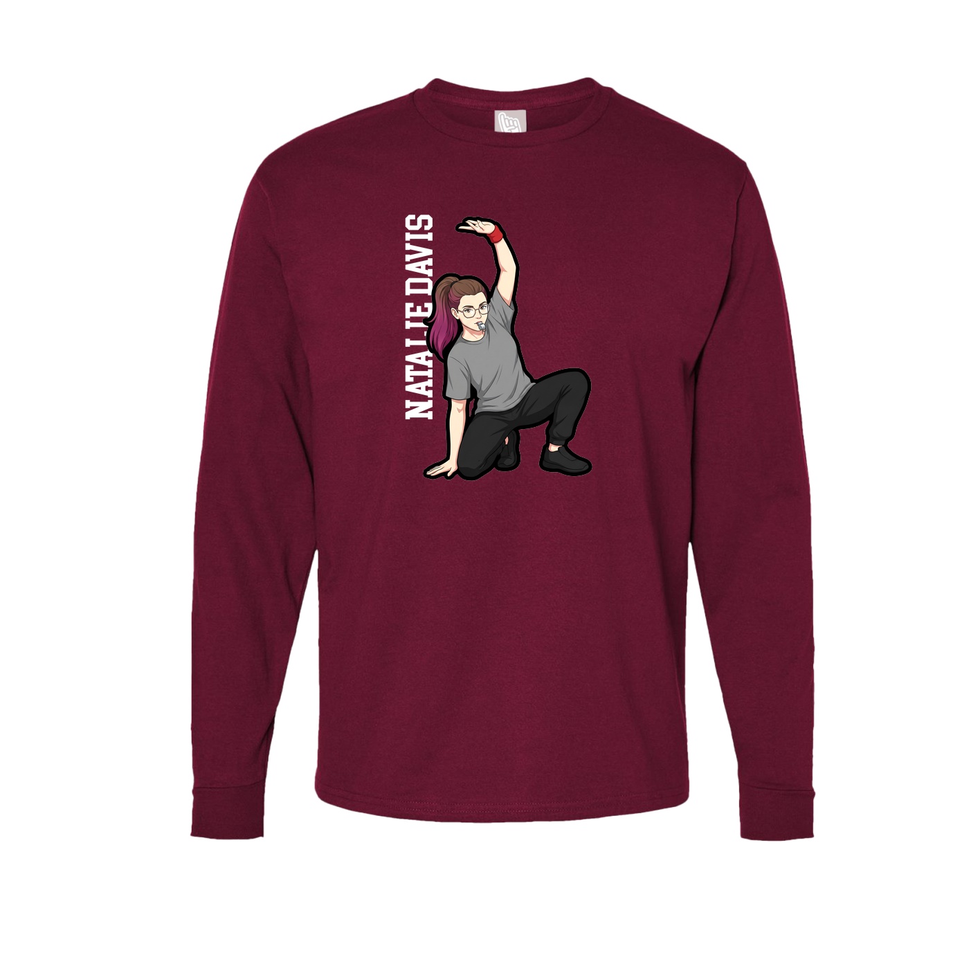 Long Sleeve Tee — Name Vertical in Cardinal