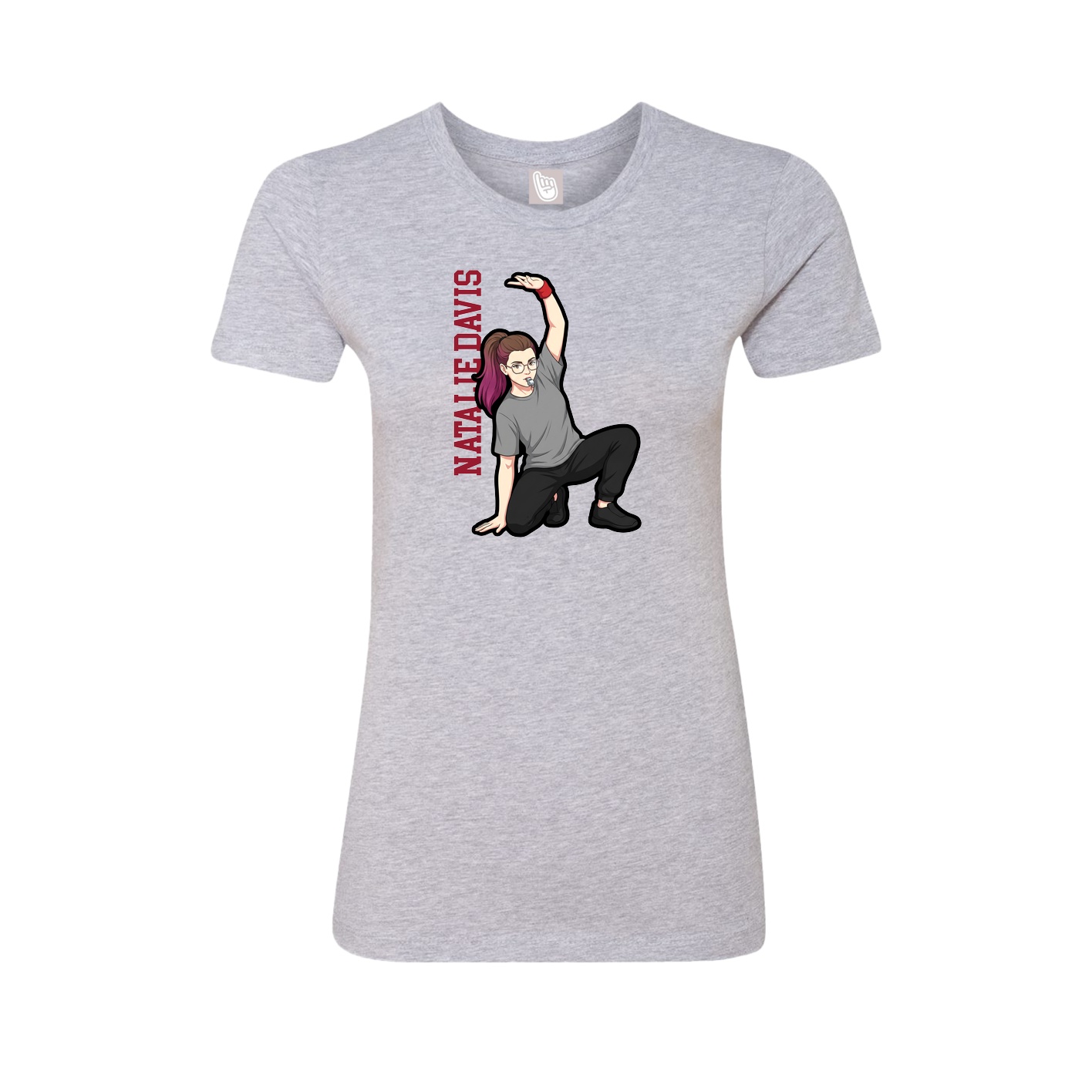 Fitted Women's Tee — Name Vertical in Grey