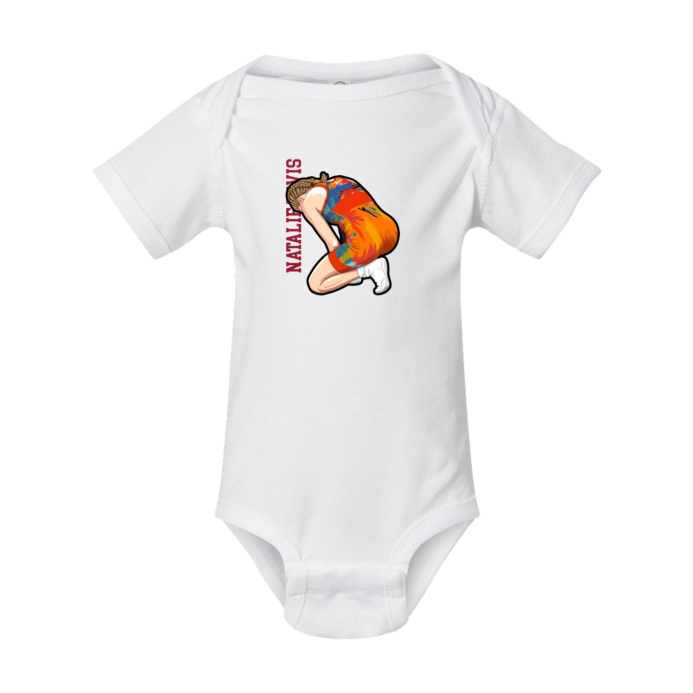 Baby Onesie — Name Vertical in White