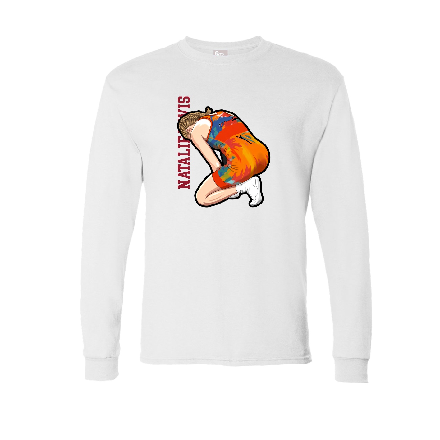 Long Sleeve Tee — Name Vertical in White