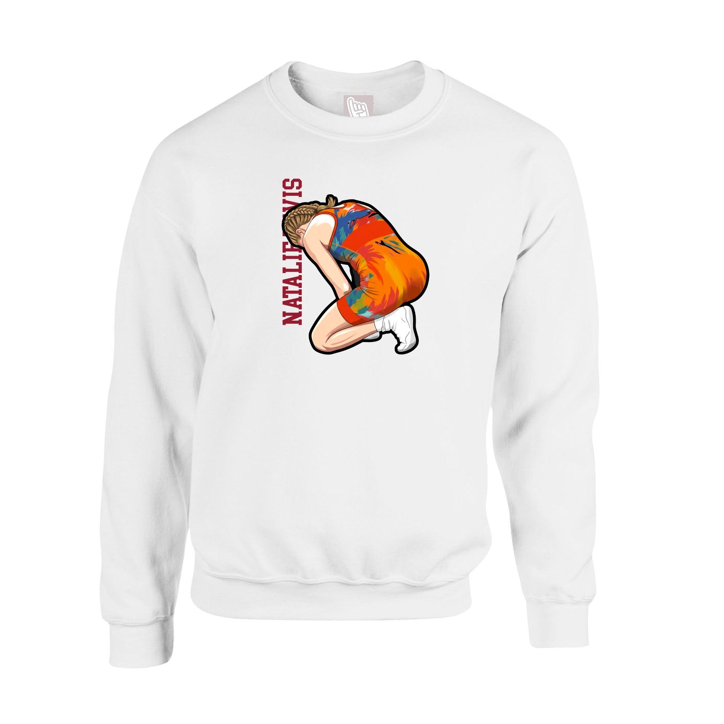 Fleece Crew — Name Vertical in White