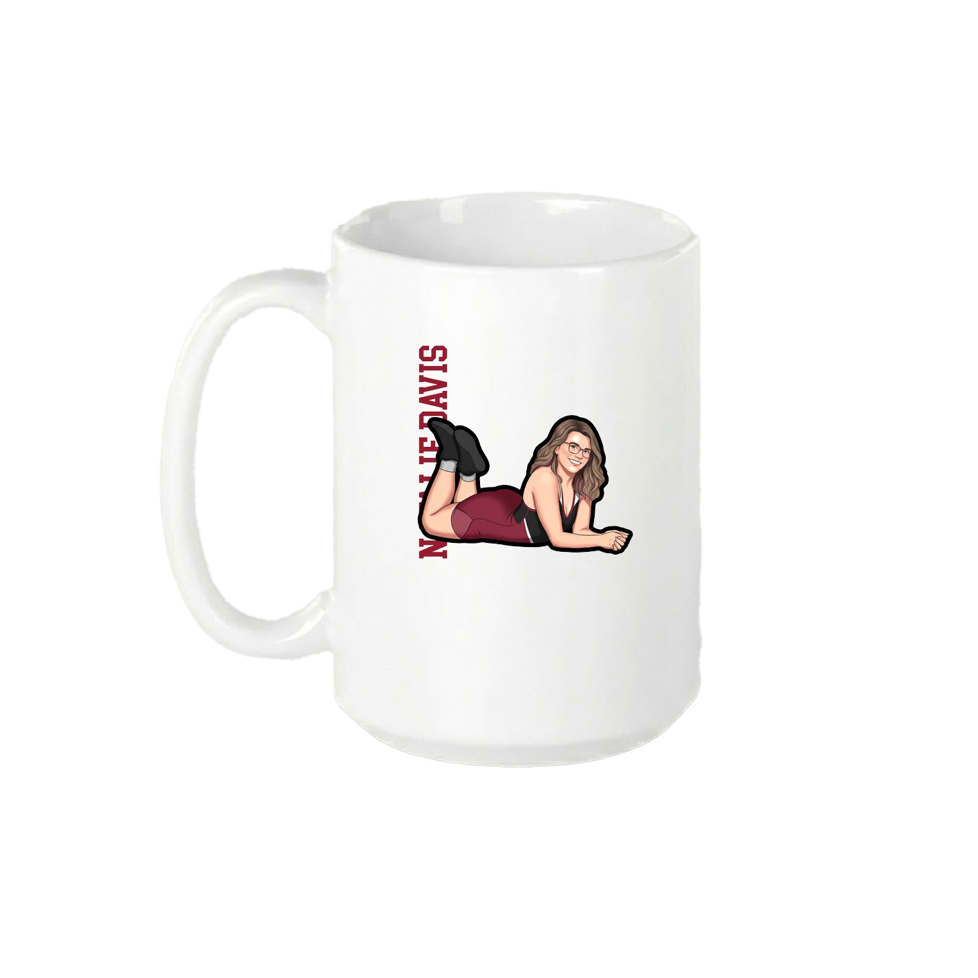 15oz Coffee Mug — Name Vertical in White