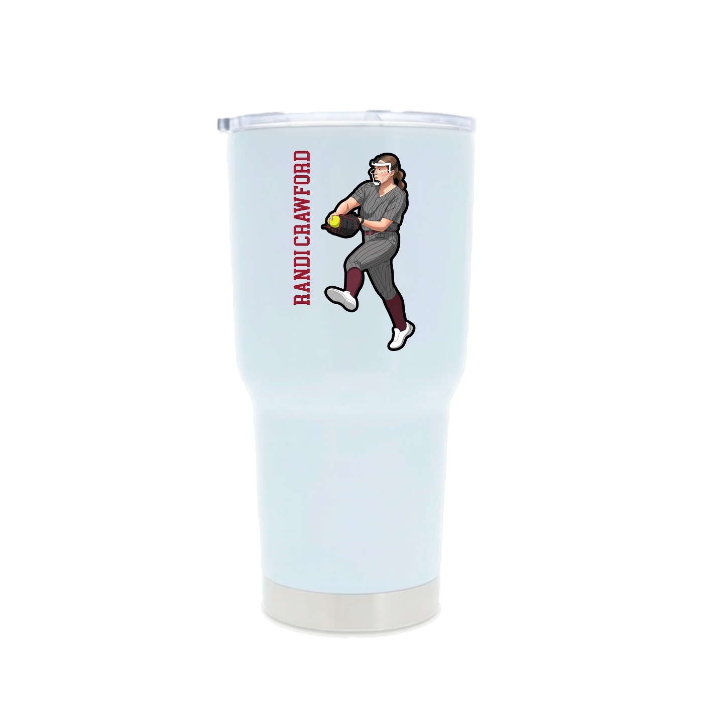 30oz Stainless Steel Tumbler — Name Vertical in White