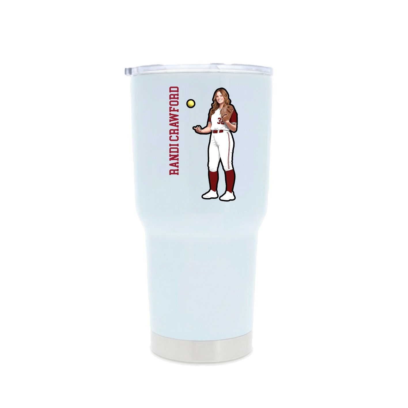30oz Stainless Steel Tumbler — Name Vertical in White