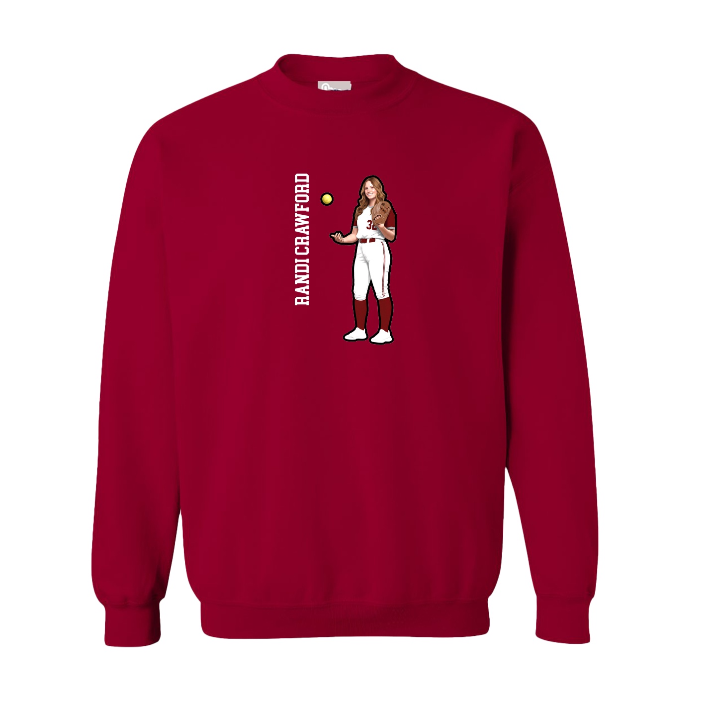 Fleece Crew — Name Vertical in Cardinal