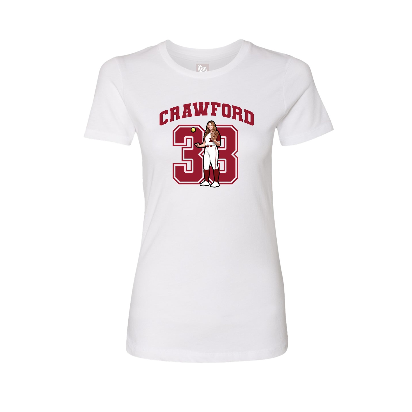 Fitted Women's Tee — Number in White