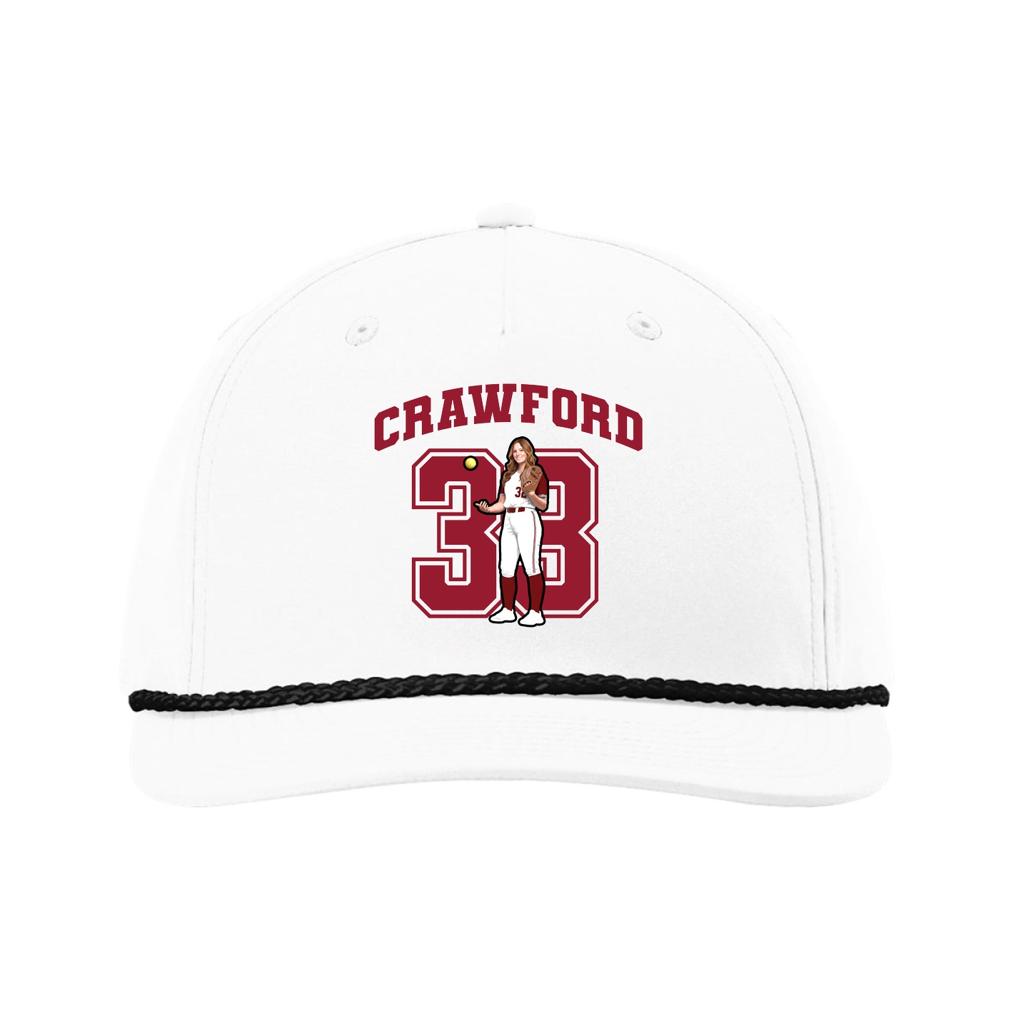 Five-Panel Classic Rope Cap — Number in White
