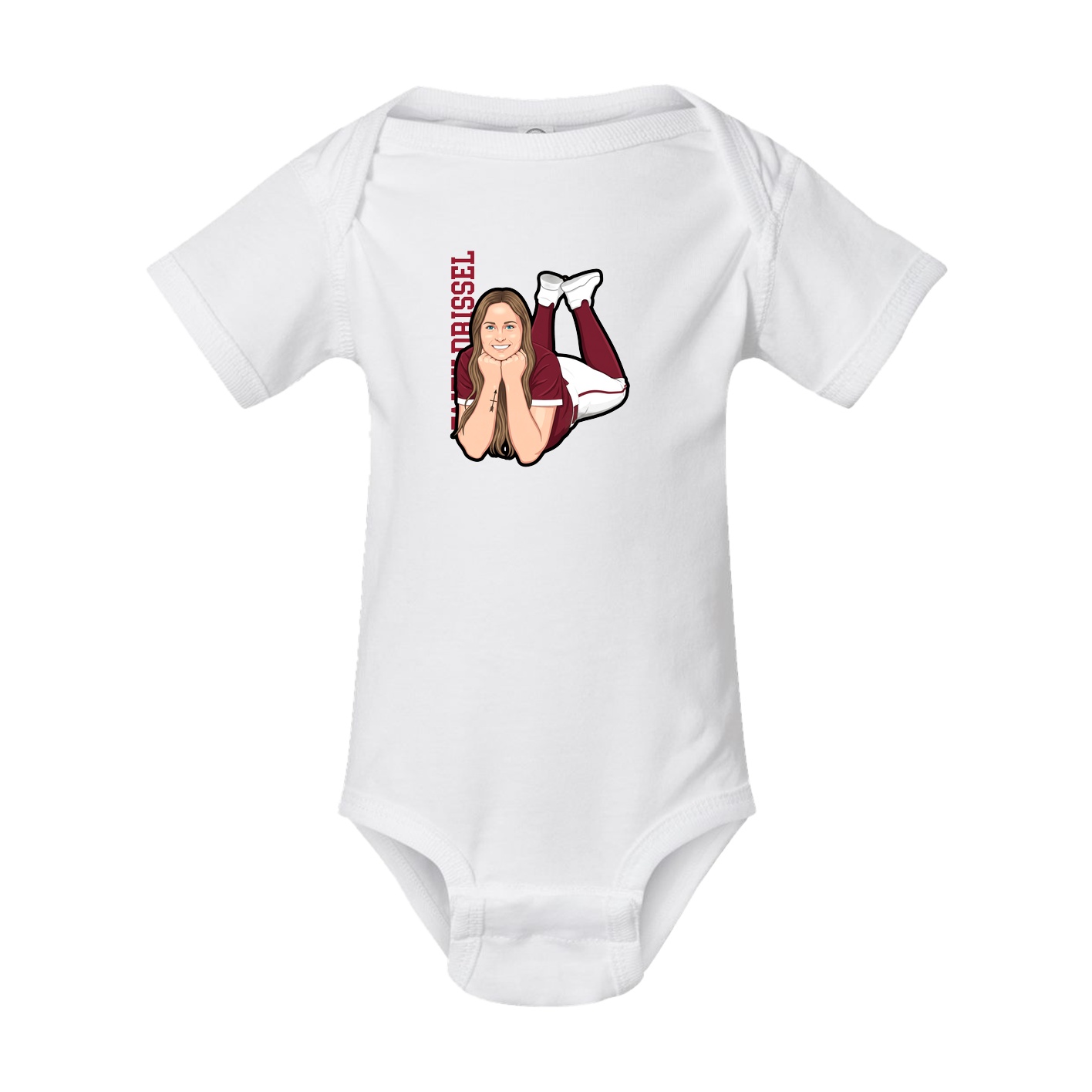 Baby Onesie — Name Vertical in White