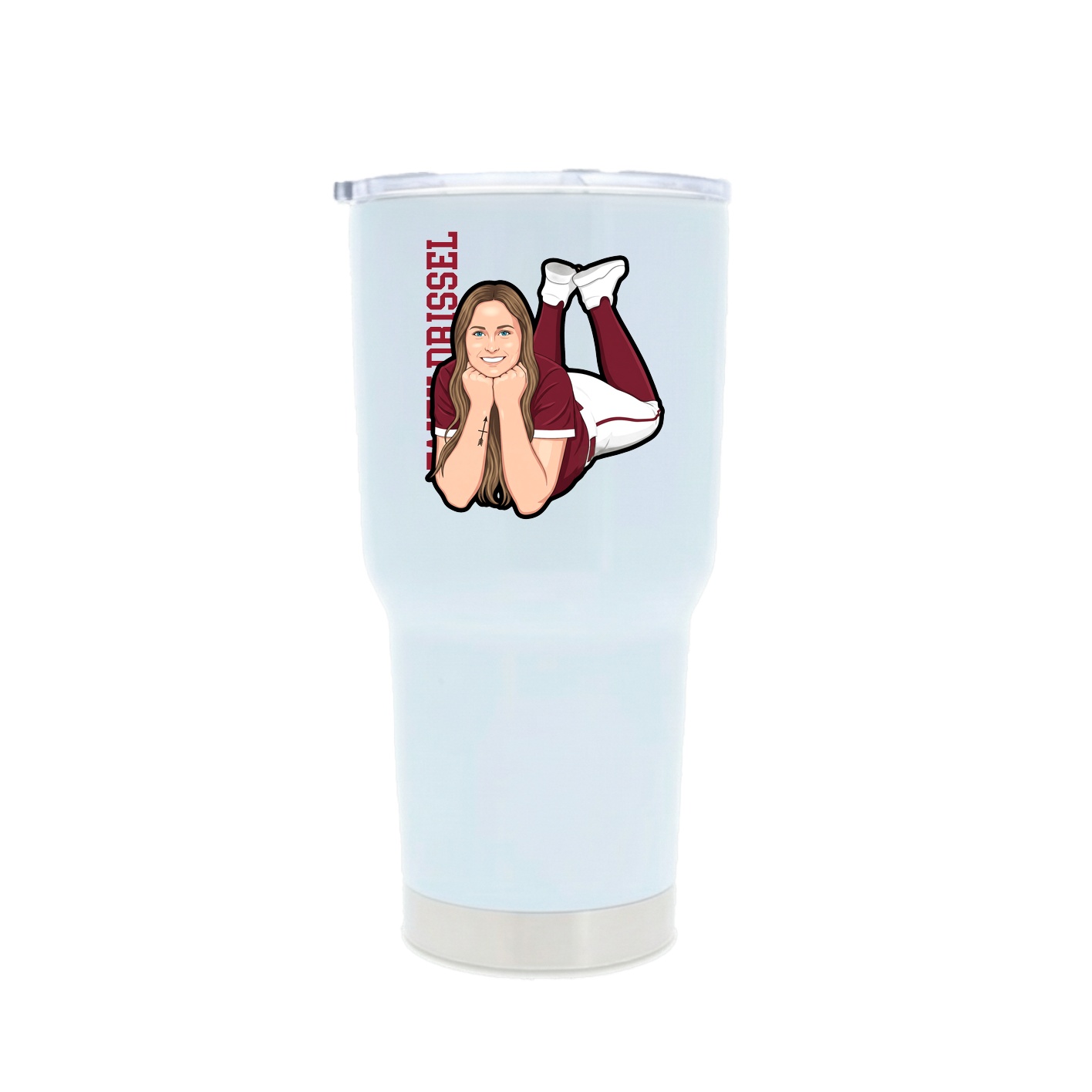 30oz Stainless Steel Tumbler — Name Vertical in White