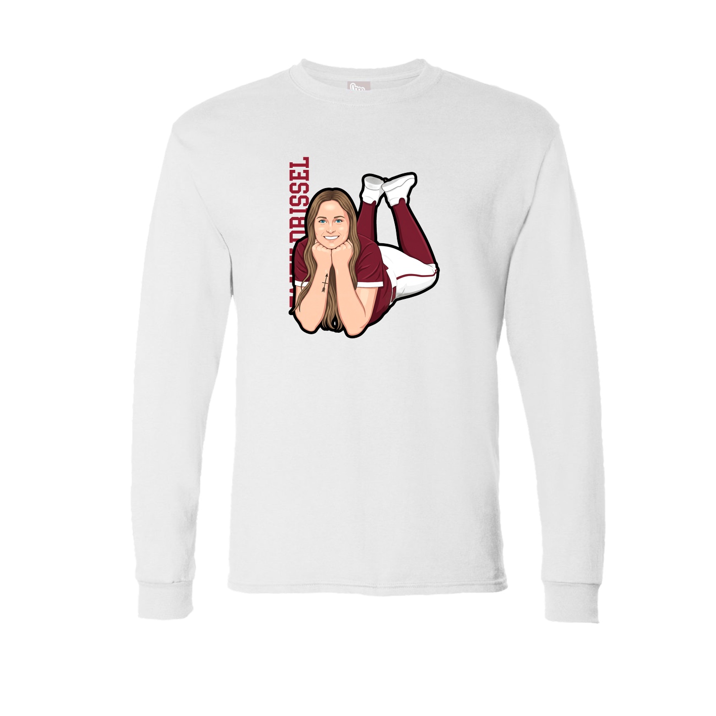 Long Sleeve Tee — Name Vertical in White