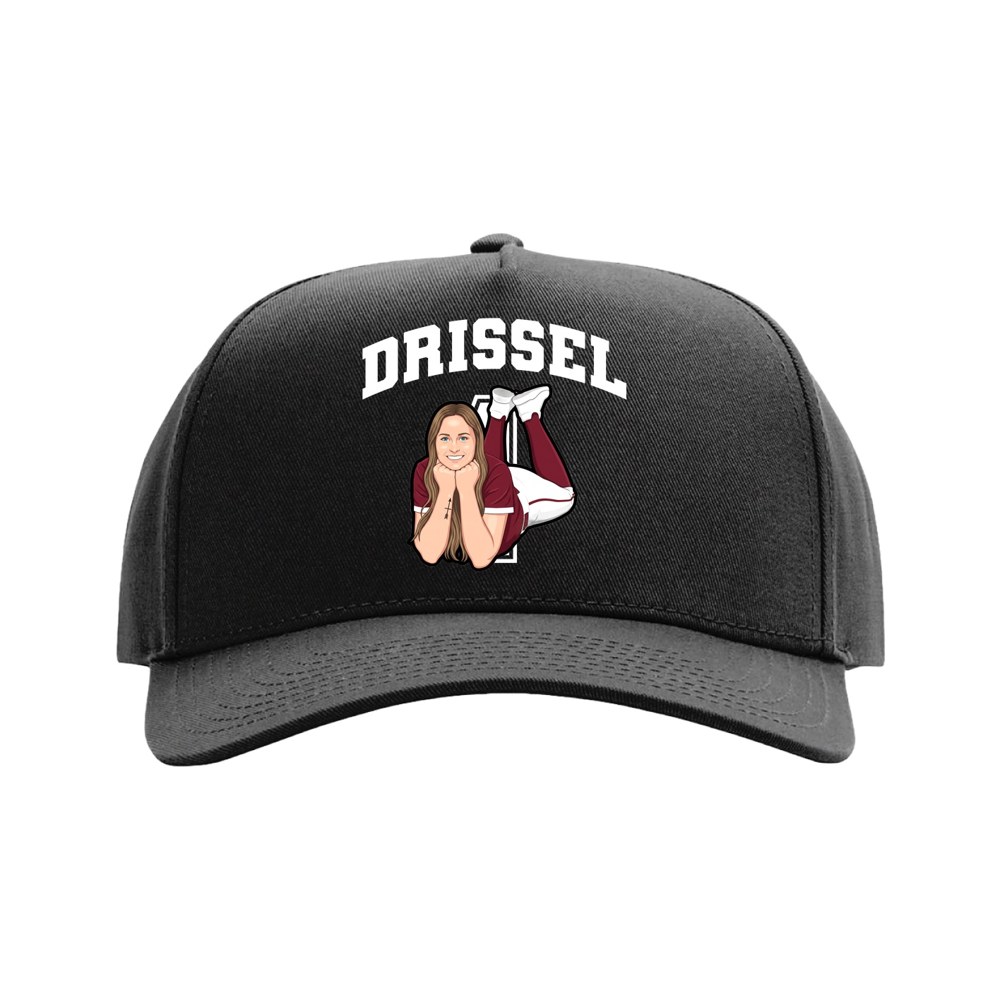 Full Fabric Five-Panel Champ Cap — Number in Black