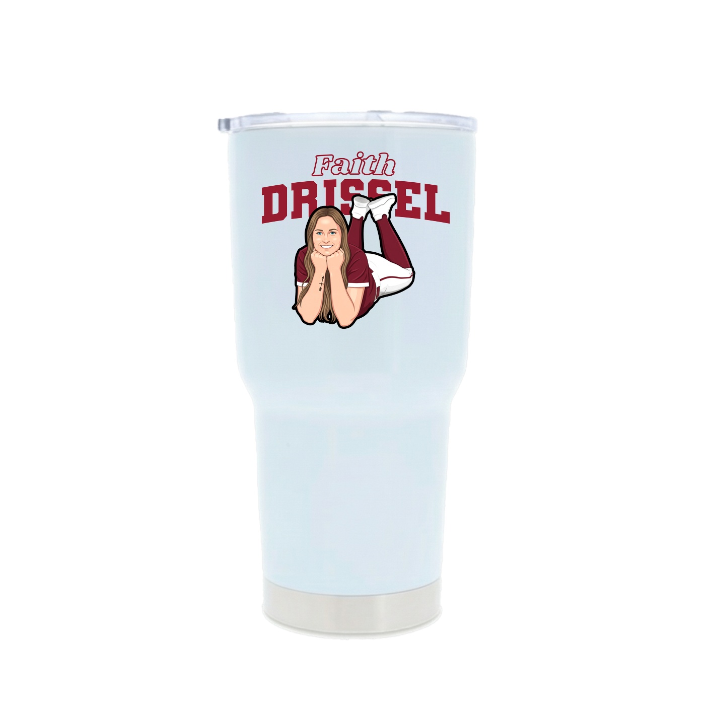 30oz Stainless Steel Tumbler — Name Arch in White