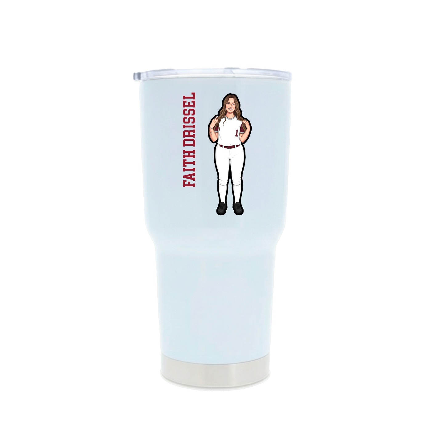 30oz Stainless Steel Tumbler — Name Vertical in White