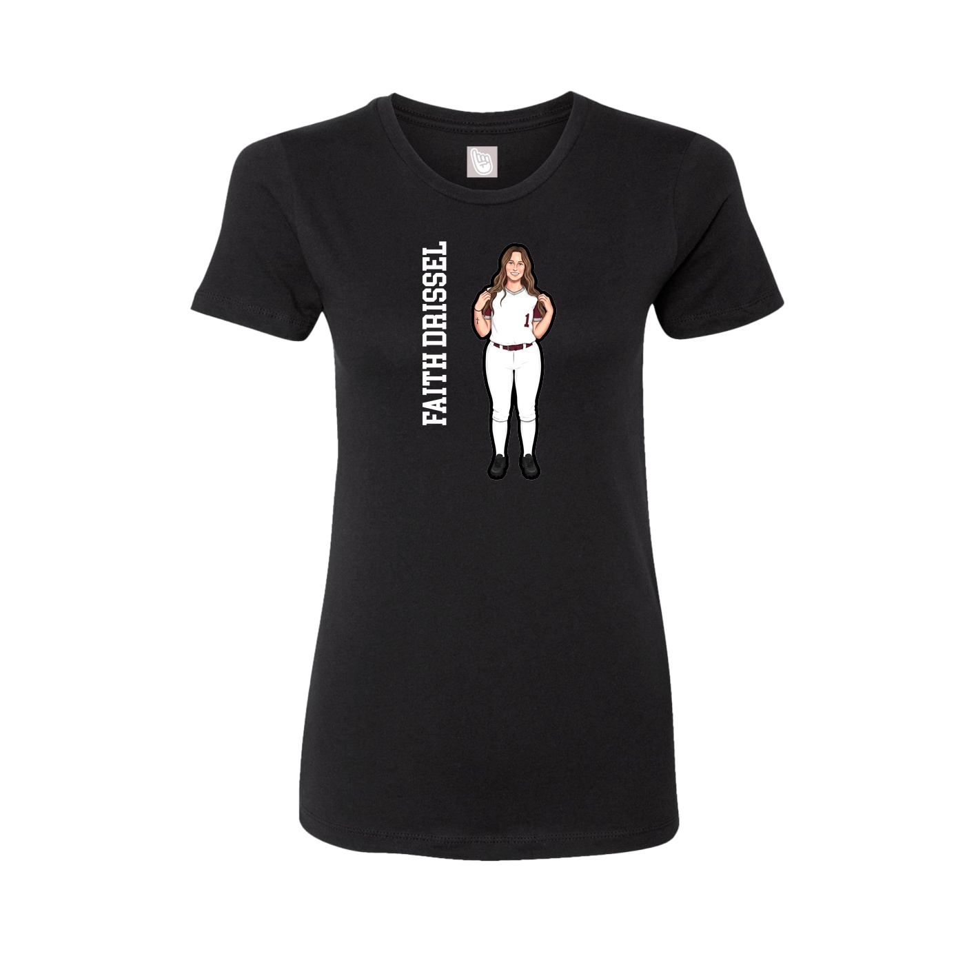 Fitted Women's Tee — Name Vertical in Black