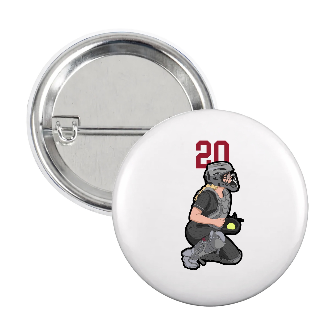 Game Day Button — Number Top in White