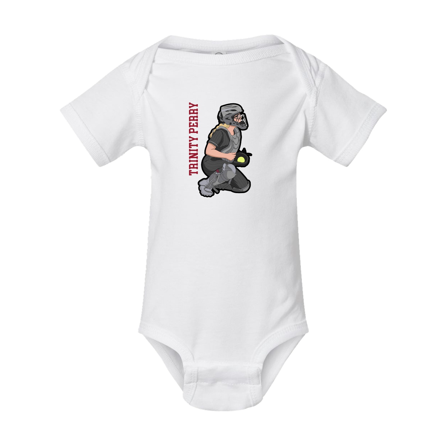 Baby Onesie — Name Vertical in White