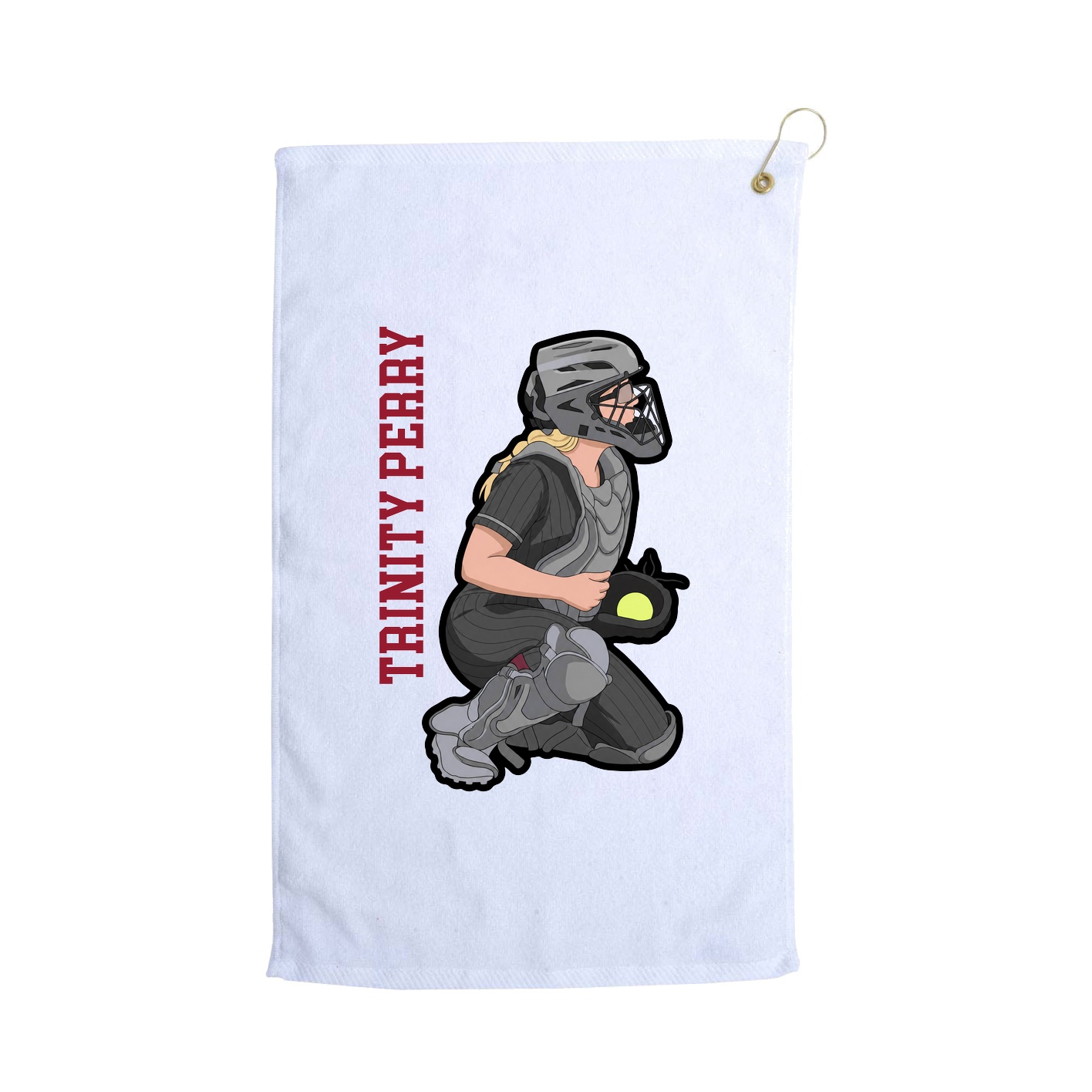 Golf Towel — Name Vertical in White