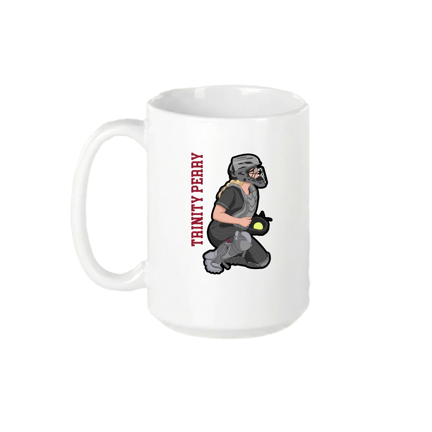 15oz Coffee Mug — Name Vertical in White