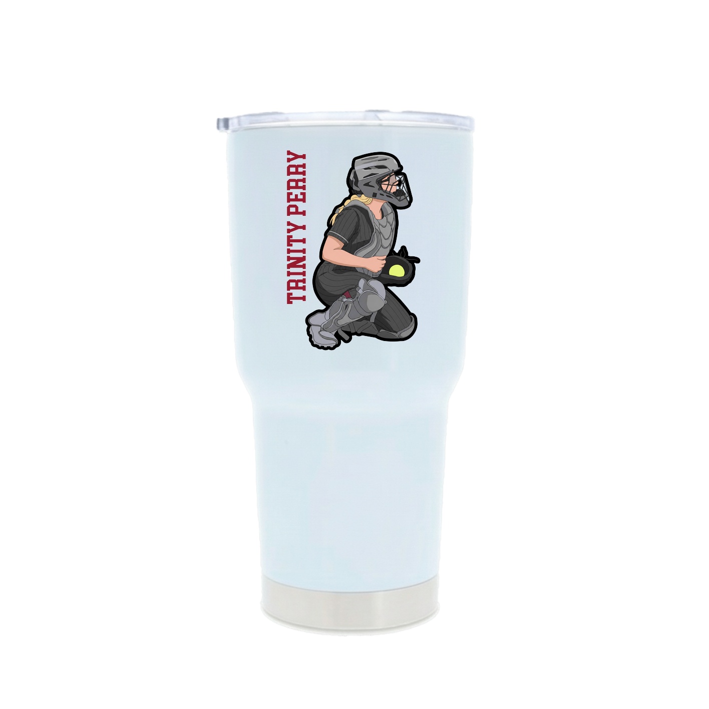 30oz Stainless Steel Tumbler — Name Vertical in White