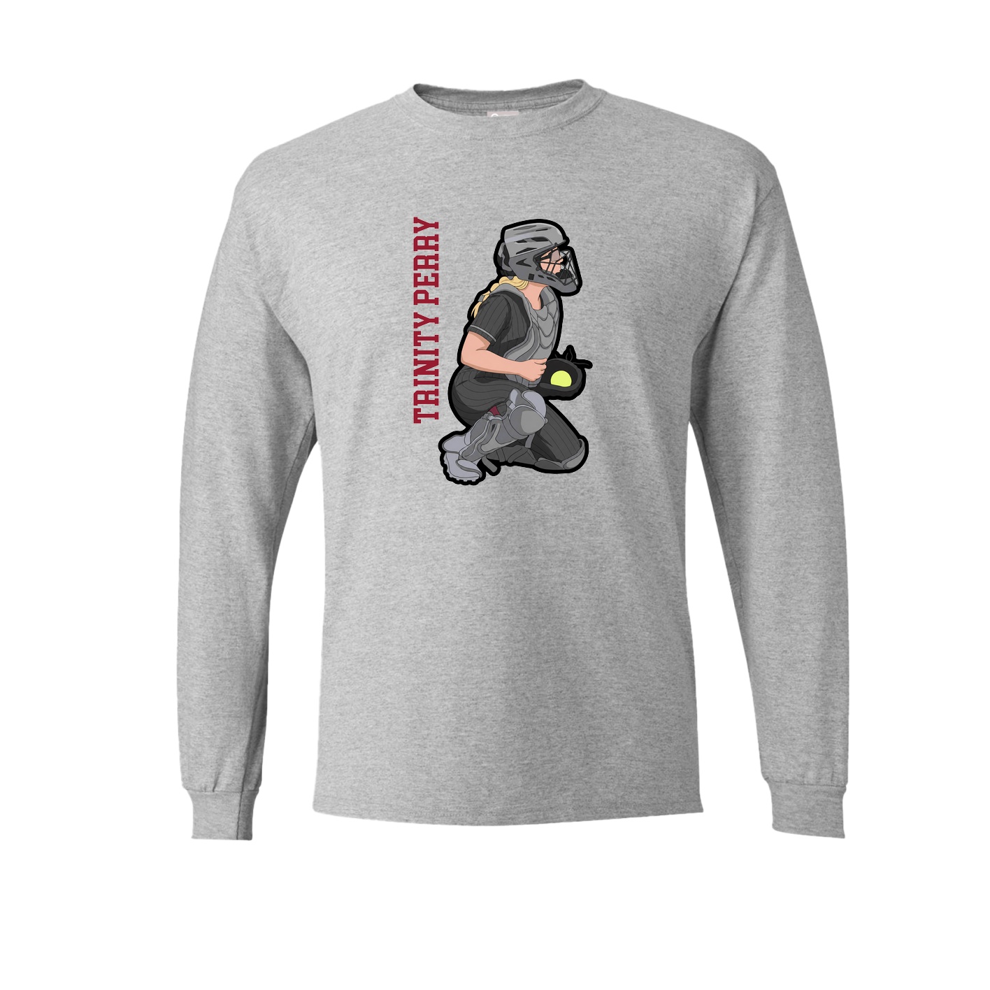 Long Sleeve Tee — Name Vertical in Grey