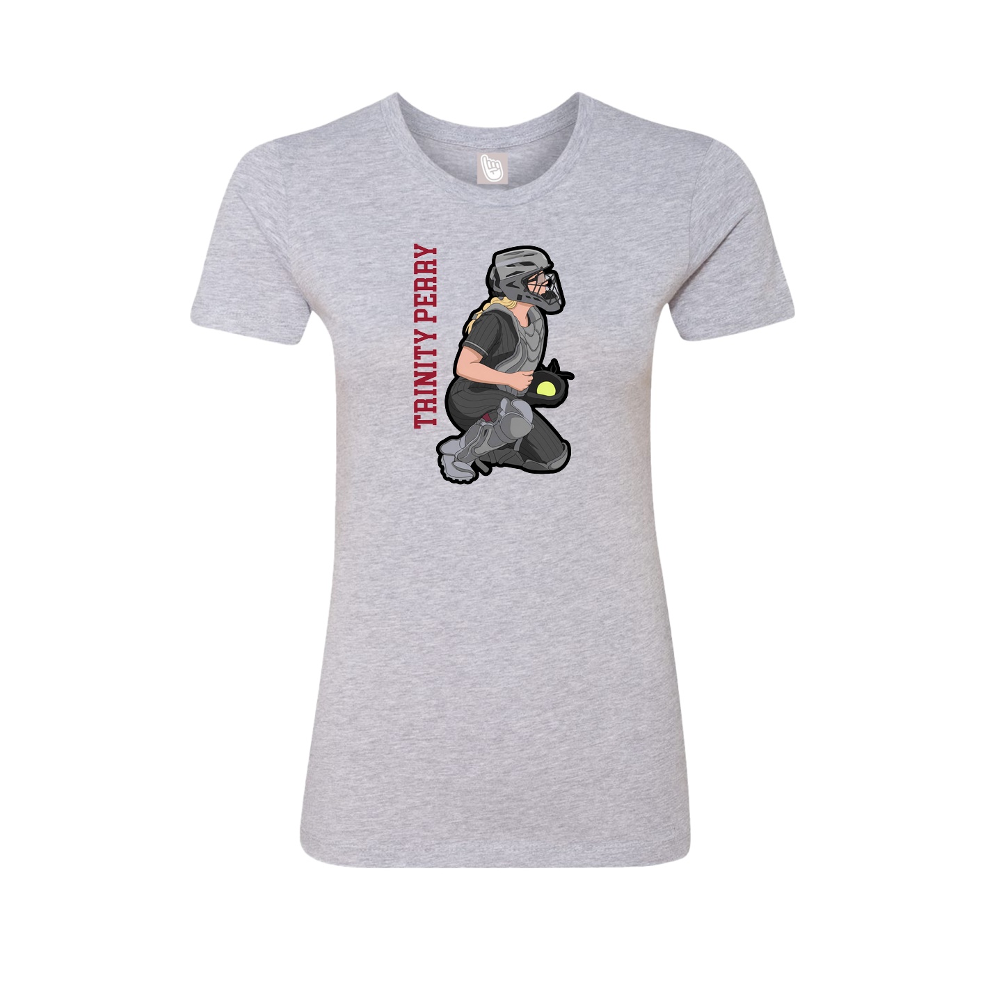 Fitted Women's Tee — Name Vertical in Grey