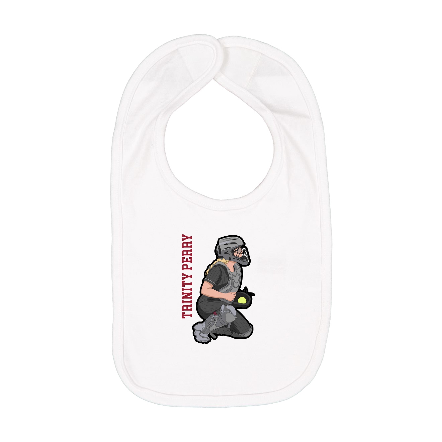 Infant Bib — Name Vertical in White